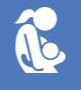 Graphic icon of a woman caring  for a child