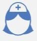 Graphic icon of a nurse's head and hat