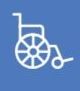 Graphic icon of a wheelchair